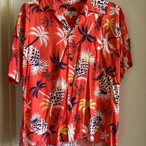 Vibrant Red Pineapple Print Shirt